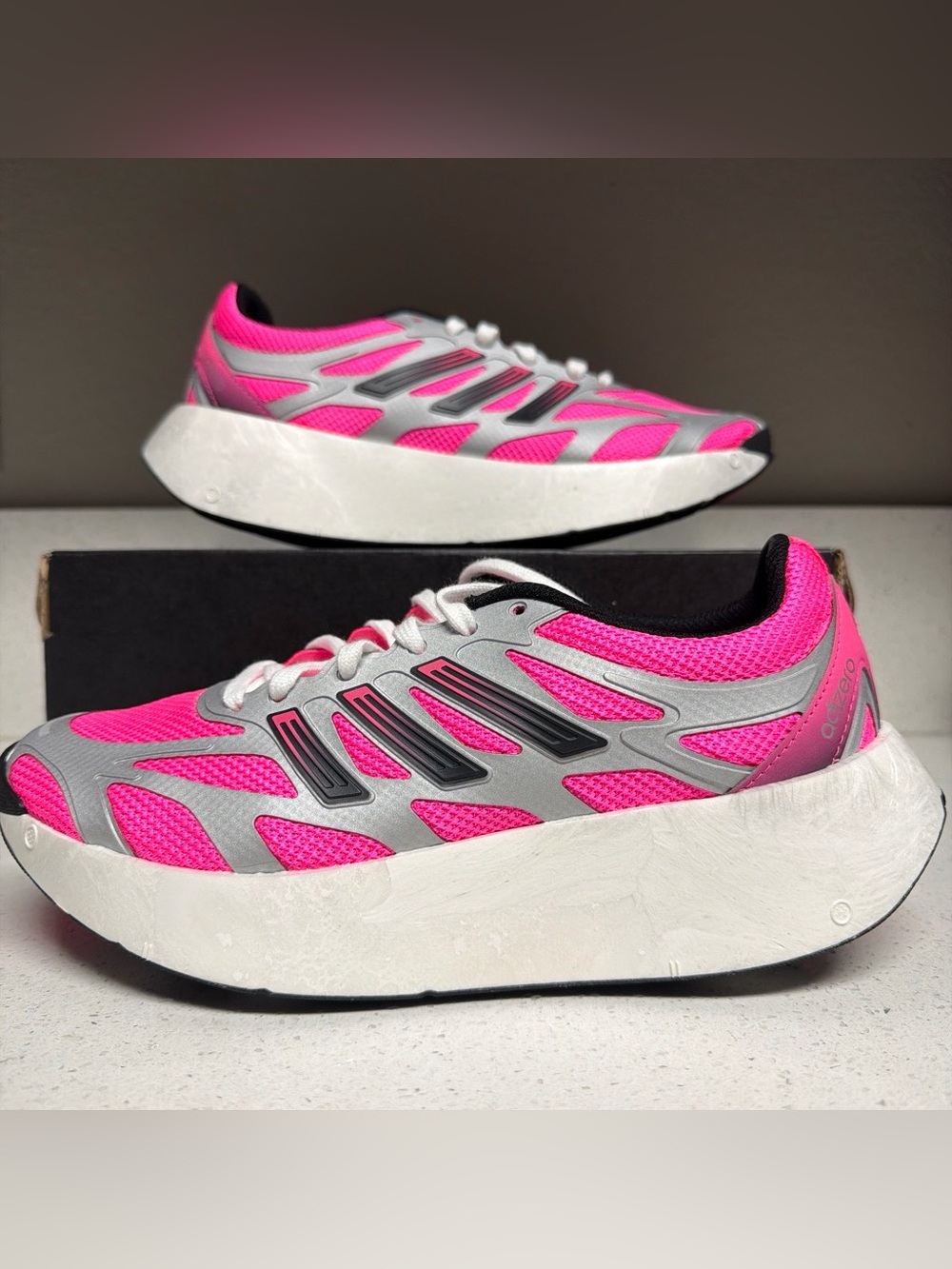 NEW Adidas Adizero Running Shoes Pink Silver Swirlfoam JP5568 Women's 8 - Picture 1 of 6